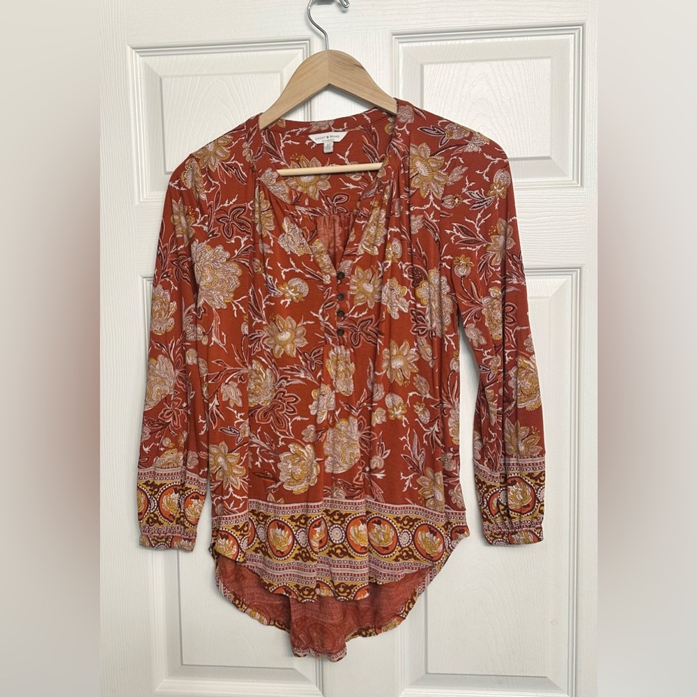 Lucky Brand Floral Terracotta Blouse